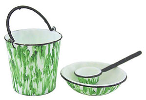 Dollhouse Miniature Pail/Dipper/Basin Flow Green